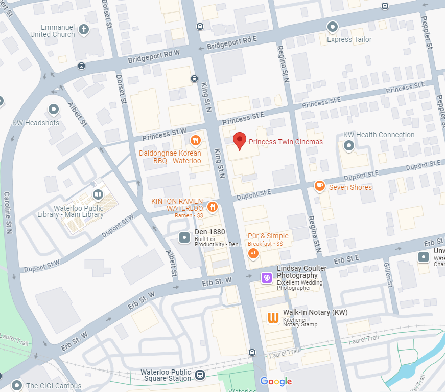 A map of the location of the Princess Twin Cinema